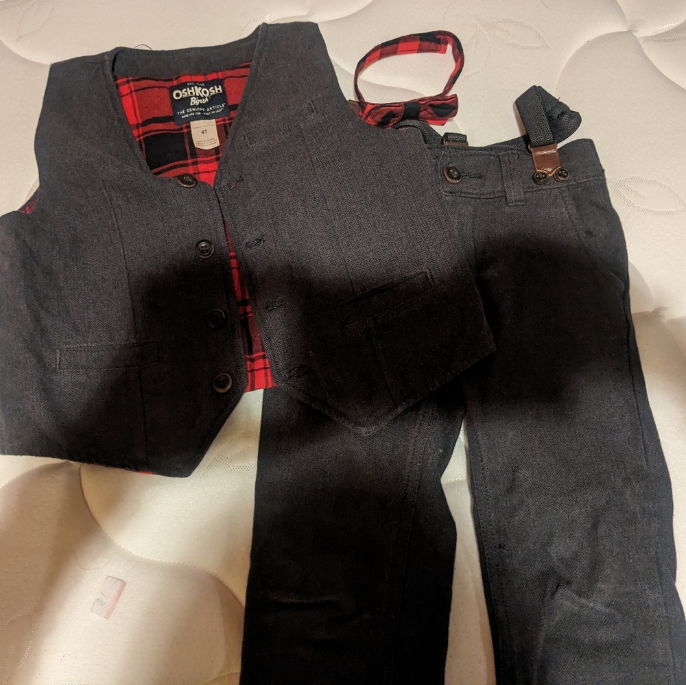 Grey 4 Piece Suspenders Set